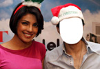 Priyanka and Uday Chopra with Christmas hat