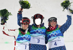 Jennifer Heil of Canada, Hannah Kearney and Shannon Bahrke of United States Jennifer Heil of Canada, Hannah Kearney and Shannon Bahrke of United States